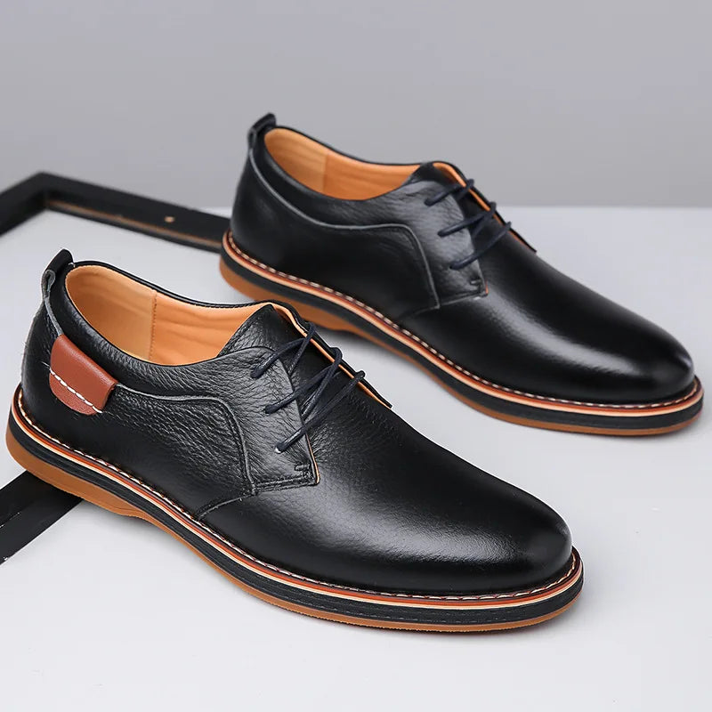 Men's Round Toe Derby Dress Shoes – Lace Up Low Top Smart Casual Office