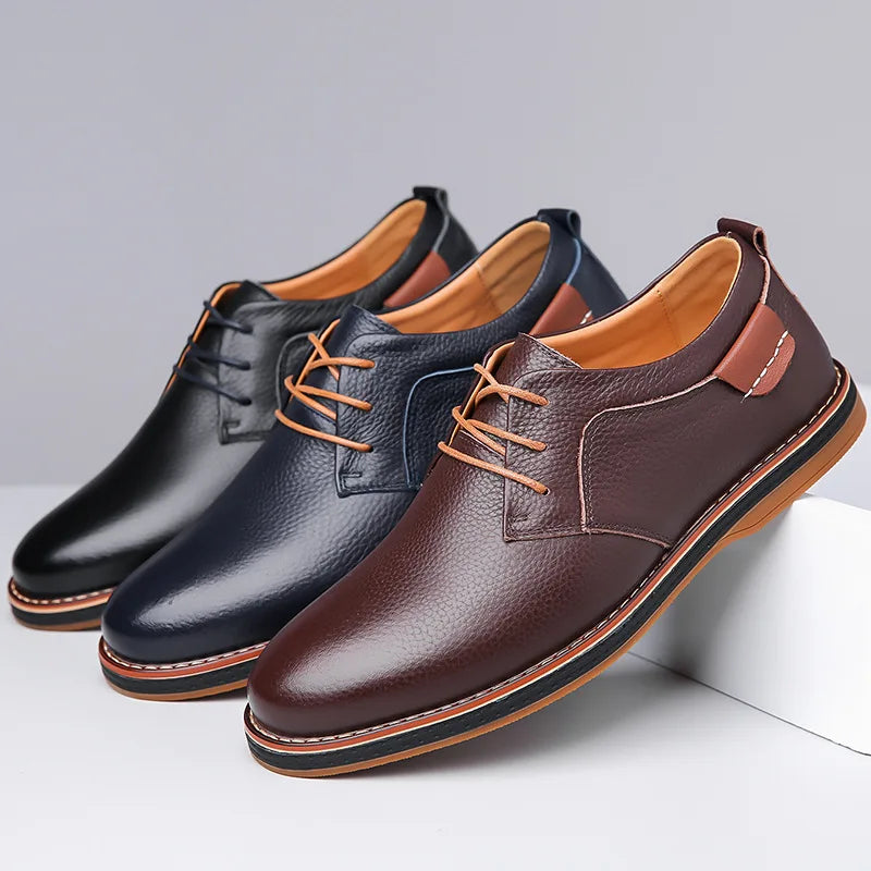 Men's Round Toe Derby Dress Shoes – Lace Up Low Top Smart Casual Office