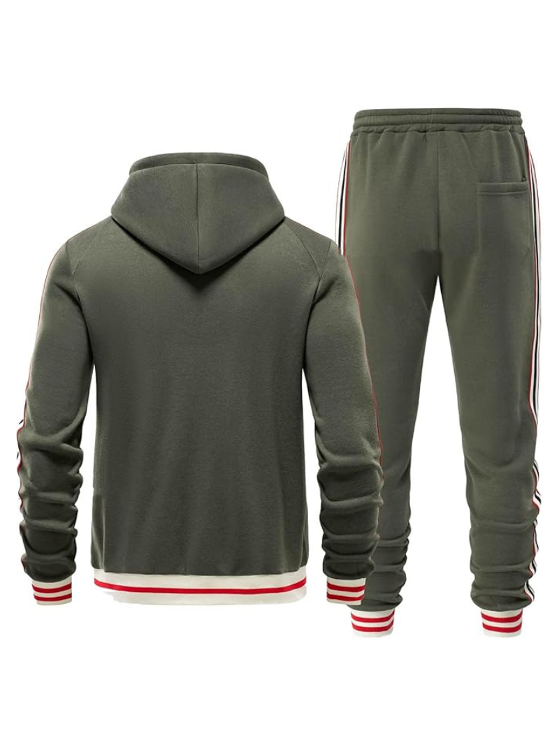 Men's Side Stripe Zip Up Hoodie and Jogger Pants – 2 Piece Tracksuit Set