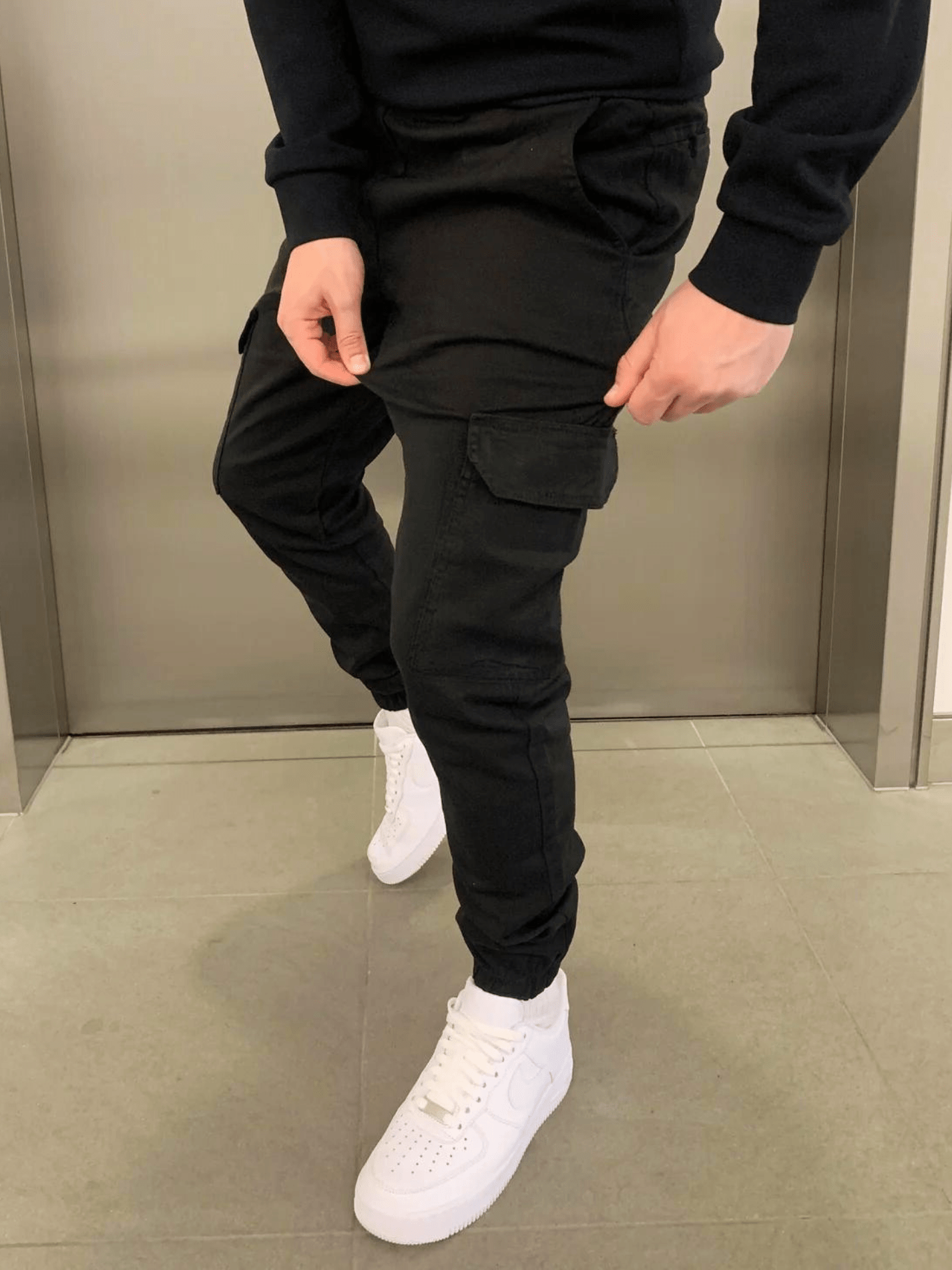 Men's Slim Fit Cargo Pants – Drawstring Waist Ribbed Cuff Jogger Casual