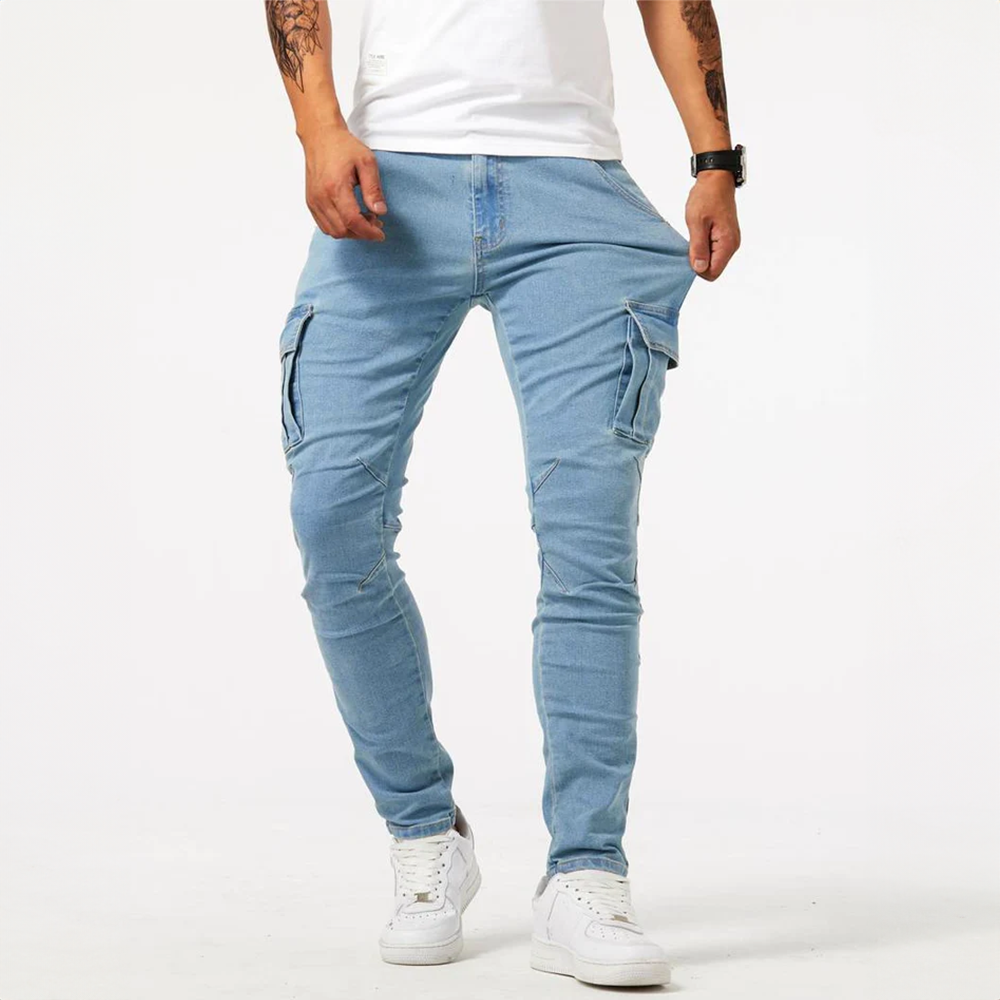 Men's Slim Fit Cargo Pants – Side Flap Pockets Tapered Leg Street Casual