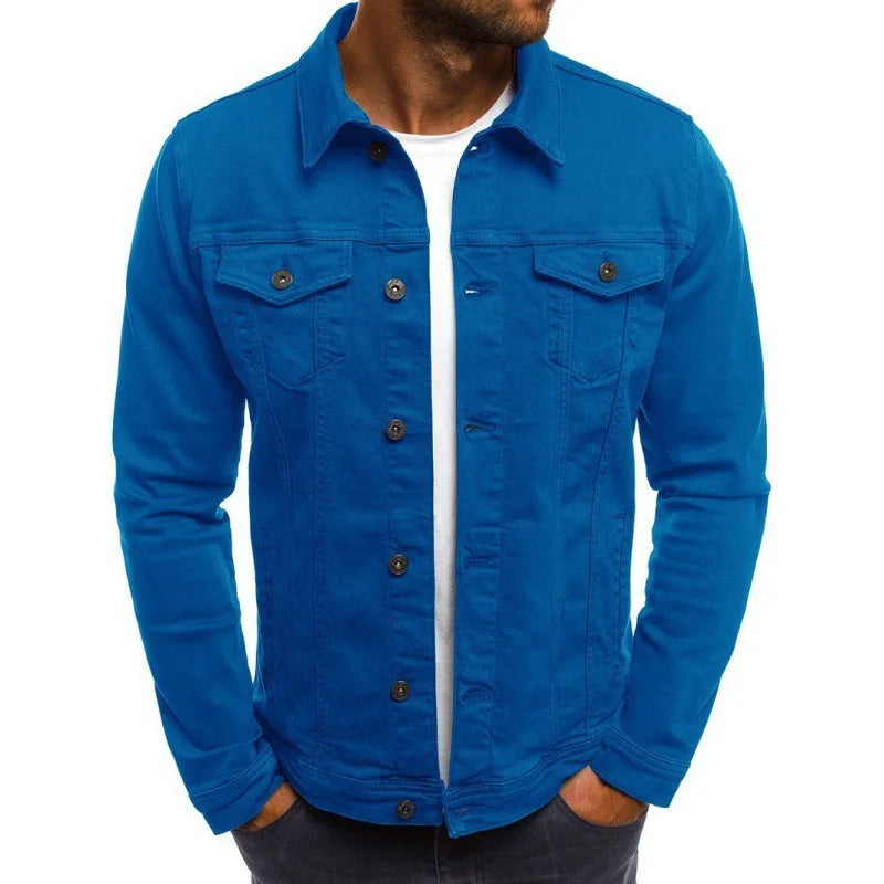 Men's Slim Fit Denim Jacket – Button Front Chest Pocket Casual Outerwear