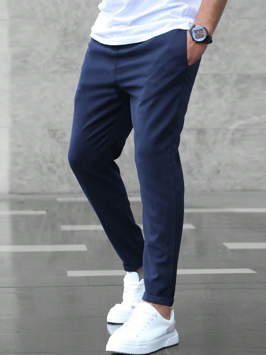 Men's Slim Fit Drawstring Waist Pants – Tapered Leg Casual Everyday