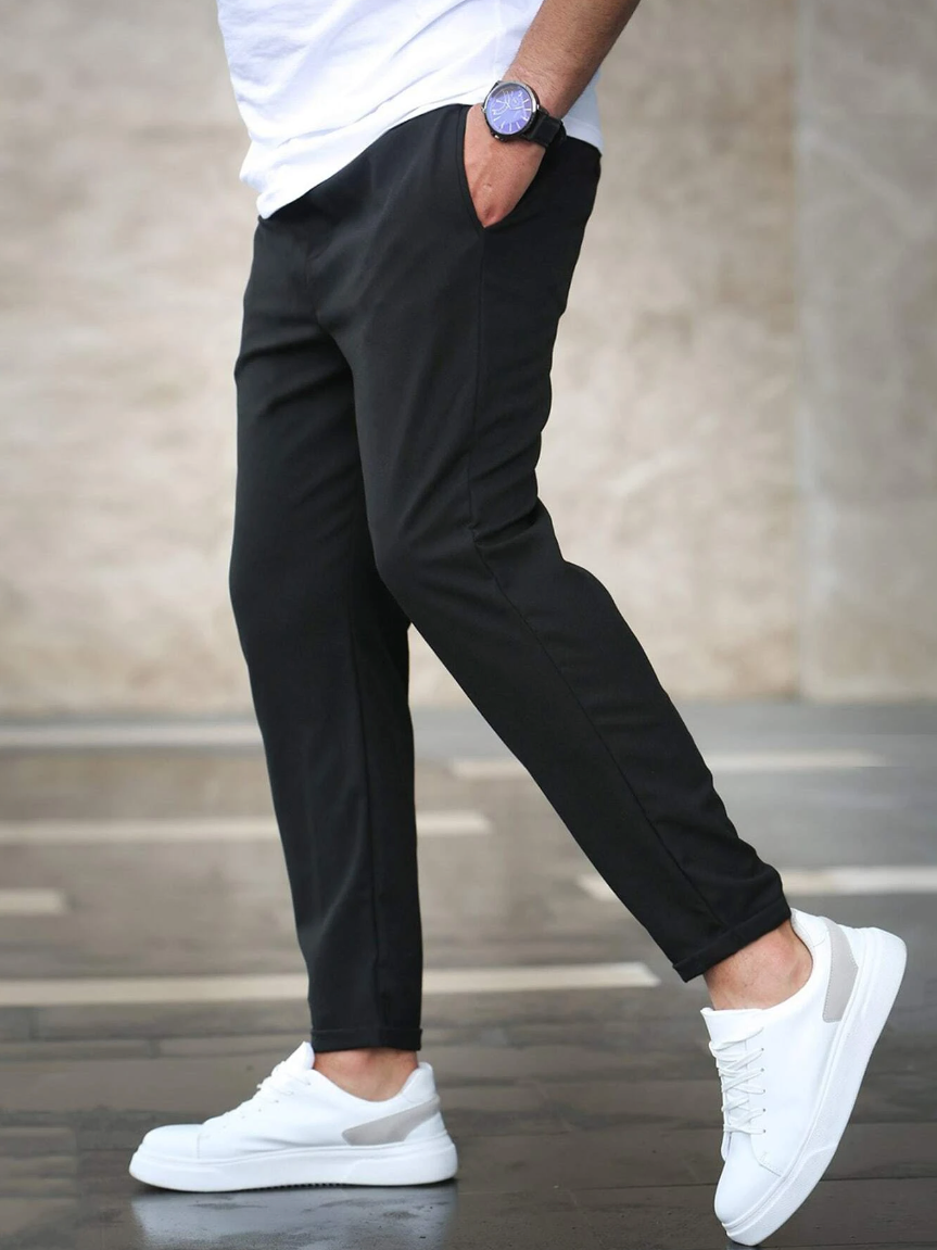 Men's Slim Fit Drawstring Waist Pants – Tapered Leg Casual Everyday