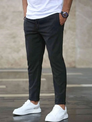 Men's Slim Fit Drawstring Waist Pants – Tapered Leg Casual Everyday