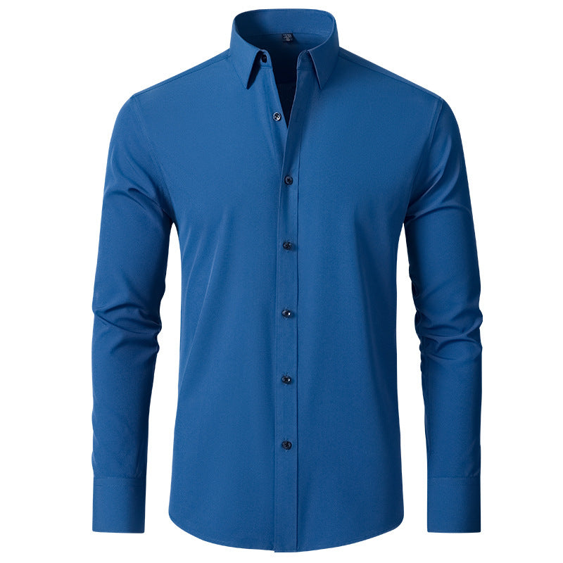 Men's Slim Fit Solid Long Sleeve Shirt – Spread Collar Button Up Work