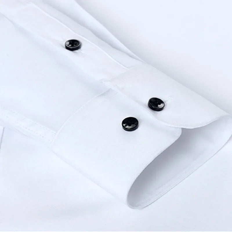 Men's Slim Fit Solid Long Sleeve Shirt – Spread Collar Button Up Work