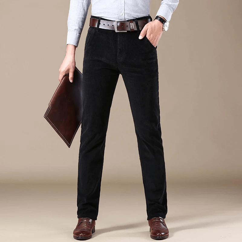 Men's Slim Straight Corduroy Chino Pants – Five Pocket Belt Loop Smart Casual