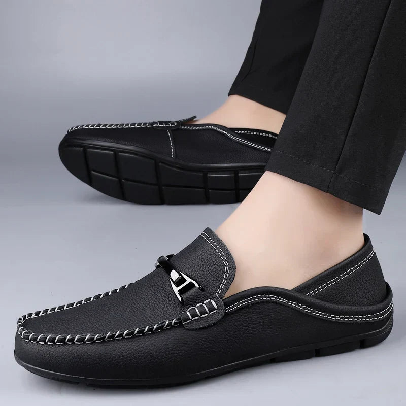 Men's Slip On Horsebit Loafers – Moccasin Stitch Round Toe Smart Casual