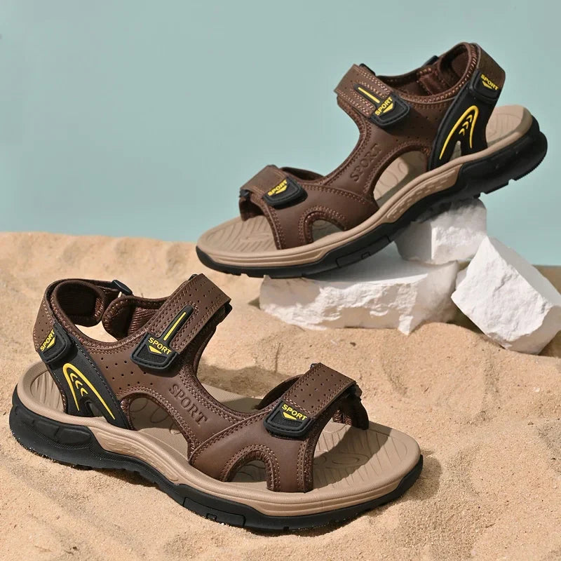 Men's Sport Open Toe Flat Sandals – Adjustable Multi Strap Outdoor Walking