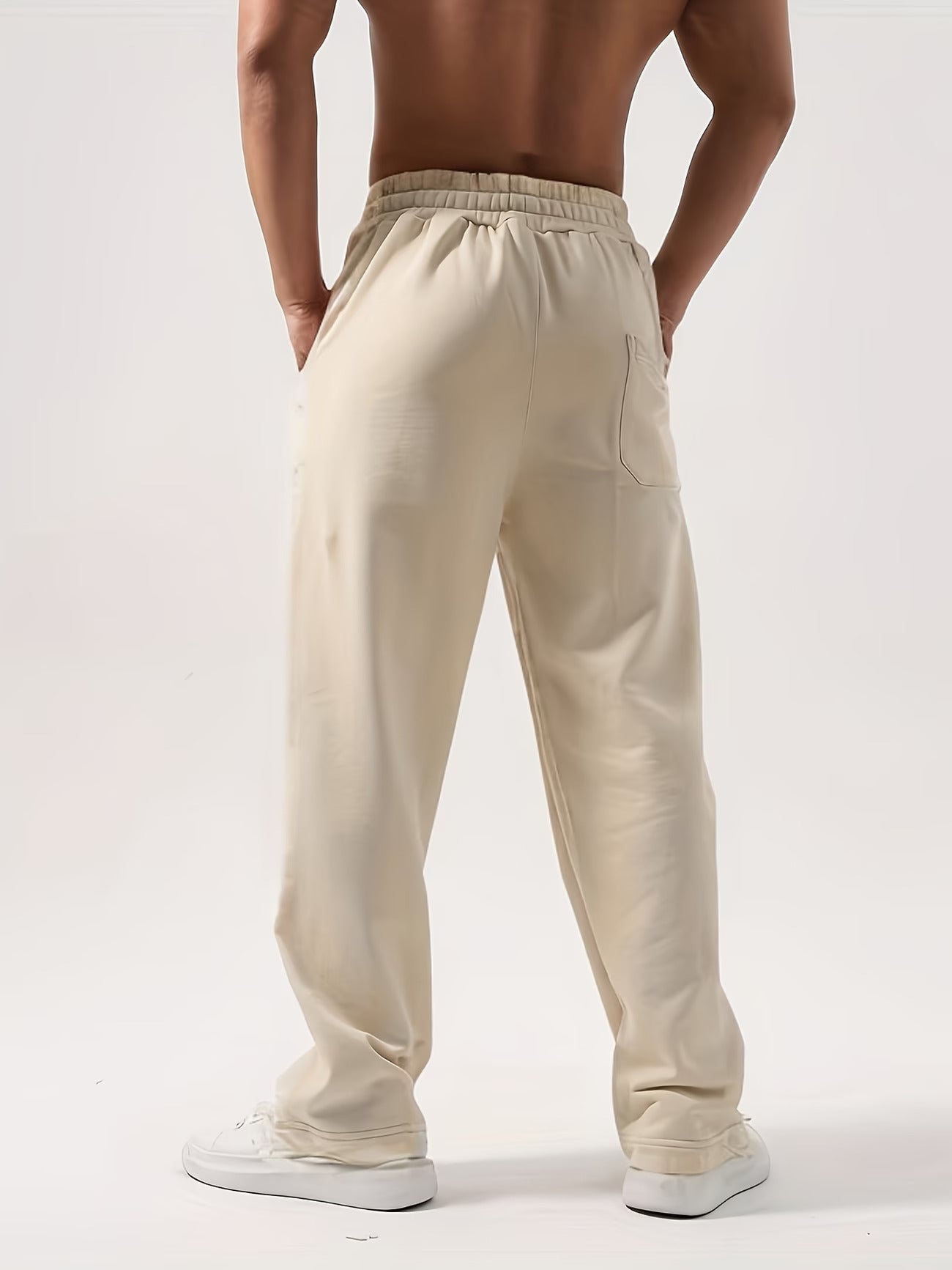 Men's Straight Leg Sweatpants – Drawstring Waist Side Seam Lounge Streetwear