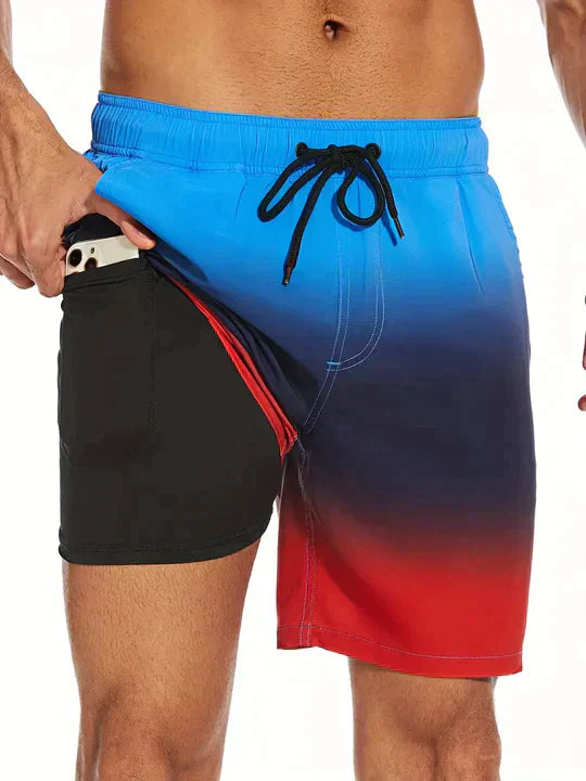 Men's Swimming Trunks – Drawstring Printed Lined Side Pocket Beach Summer