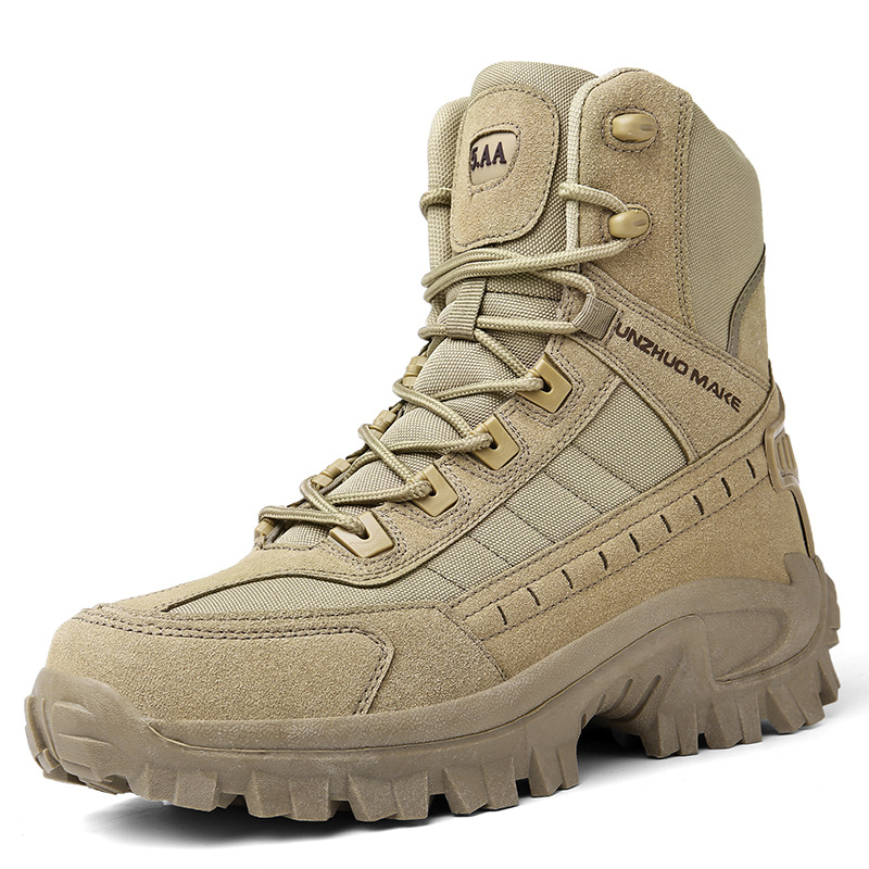 Men's Tactical Hiking Boots – Lace Up Side Zip Chunky Lug Outdoor Work