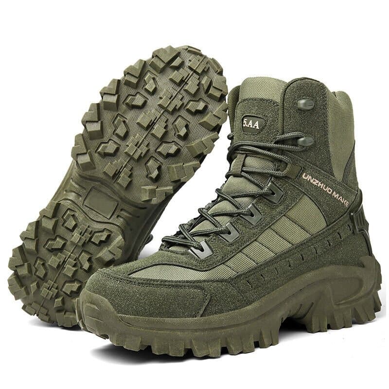 Men's Tactical Hiking Boots – Lace Up Side Zip Chunky Lug Outdoor Work