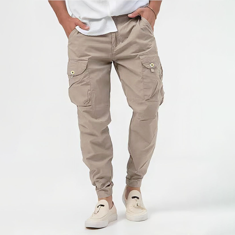 Men's Tapered Cargo Jogger Pants – Multi Pocket Cuffed Ankle Casual Outdoor