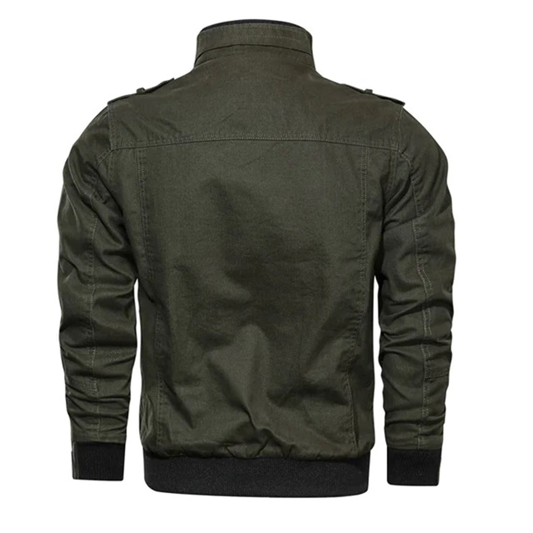 Men's Utility Bomber Jacket – Stand Collar Epaulette Multi Pocket Outerwear