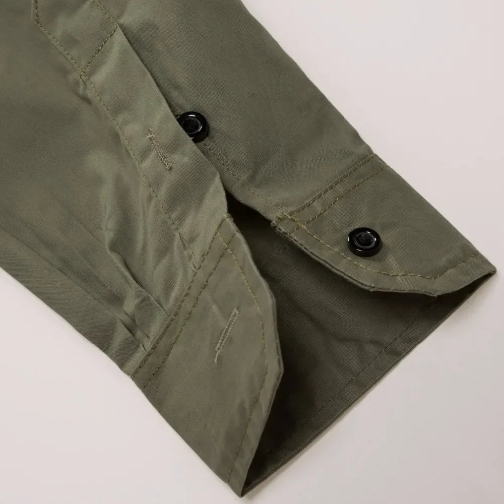 Men's Utility Solid Long Sleeve Shirt – Zip Chest Pocket Button Down Outdoor