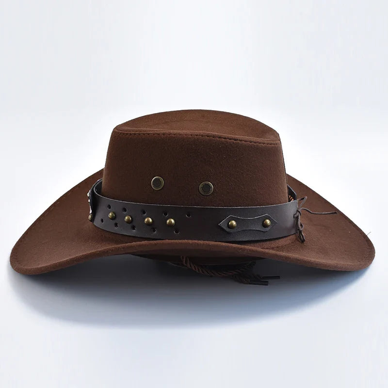 Men's Western Cowboy Hat – Suede Wide Brim Stud Band Longhorn Festival