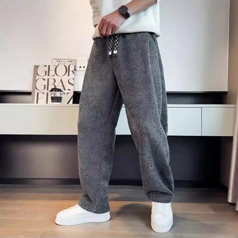 Men's Wide Leg Lounge Sweatpants – Speckle Tweed Drawstring Toggle Casual