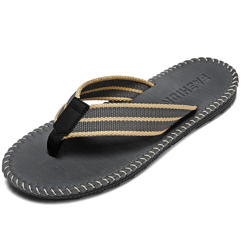 Men's Woven Toe Post Flip Flops – Open Toe Flat Strap Beach Sandals