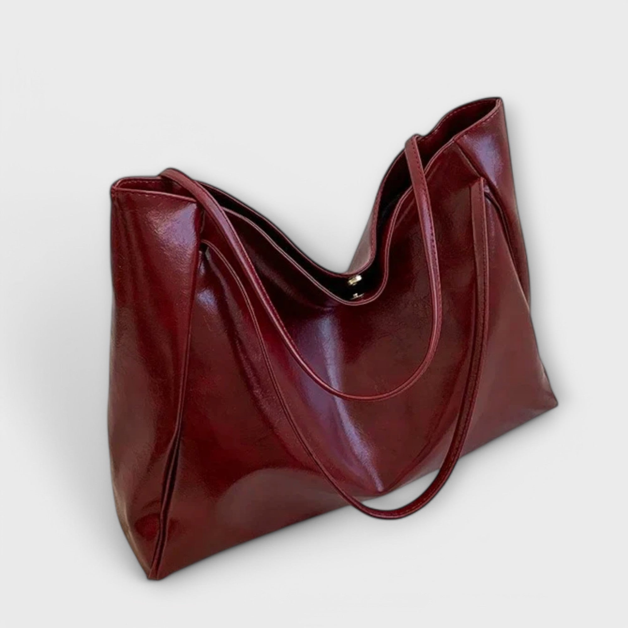 Women's Large Shoulder Bag – Glossy Patent Boxy Dual Strap Work Everyday