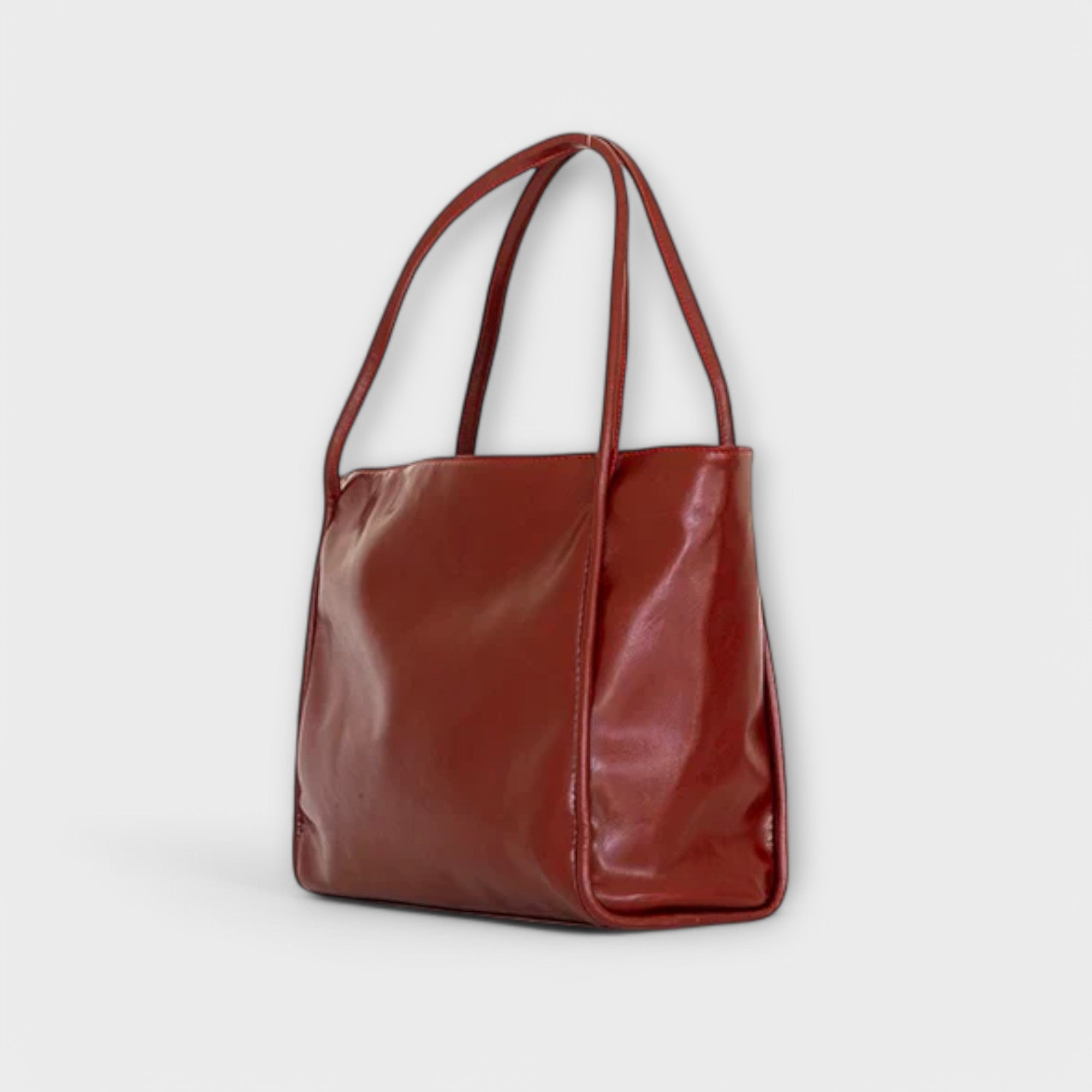 Women's Large Shoulder Bag – Glossy Patent Boxy Dual Strap Work Everyday
