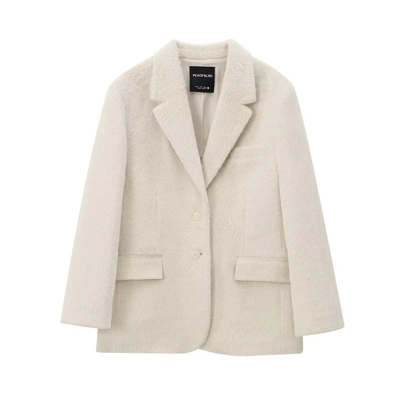 Women's Blazer Jacket – Notched Lapel Two Button Flap Pocket Smart Casual