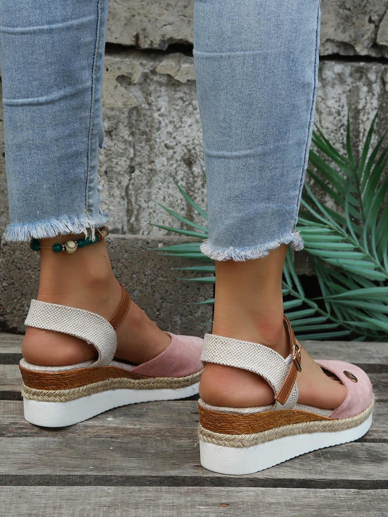 Women's Boho Closed Toe Wedge Sandals – Ankle Strap Espadrille Platform Summer