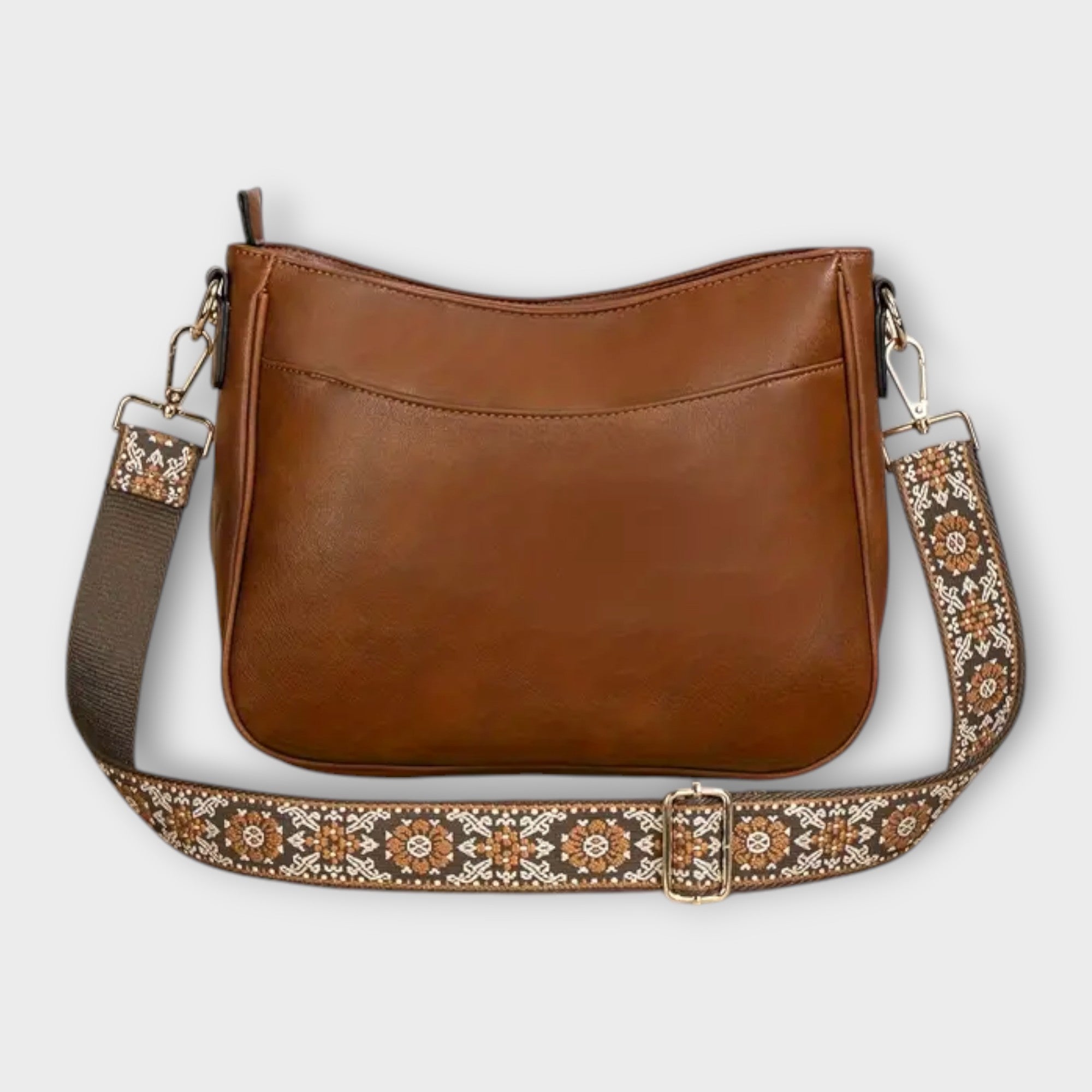 Women's Boho Crossbody Bag – Floral Embroidered Strap Zip Pocket Everyday