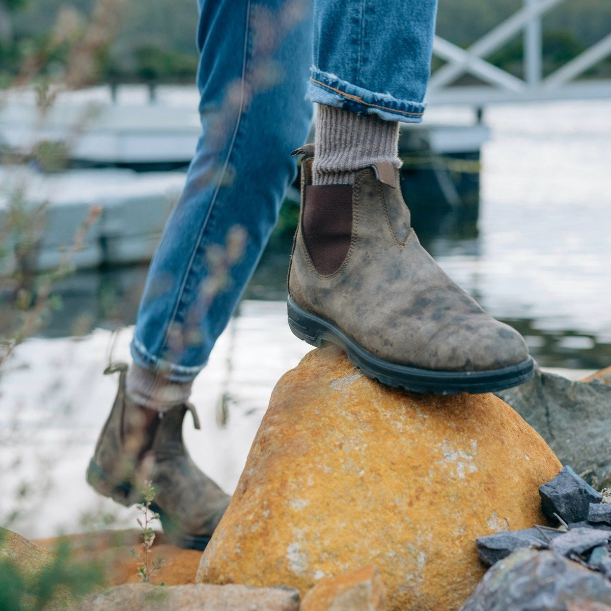 Women's Chelsea Boots – Slip On Stretch Side Gusset Rugged Sole Outdoor Casual