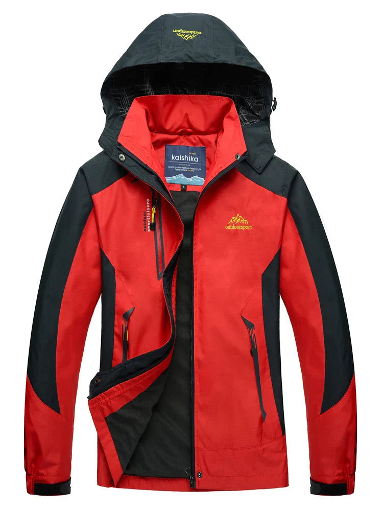 Women's Color Block Hooded Windbreaker Jacket – Zip Front Angled Pockets Outdoor