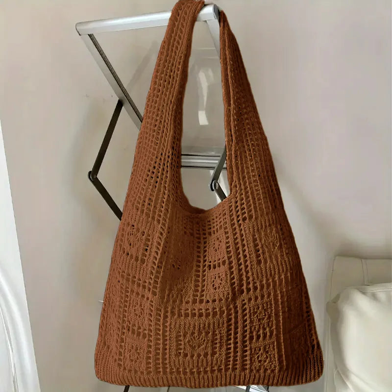 Women's Crochet Shoulder Tote Bag – Open Weave Hobo Large Beach Summer