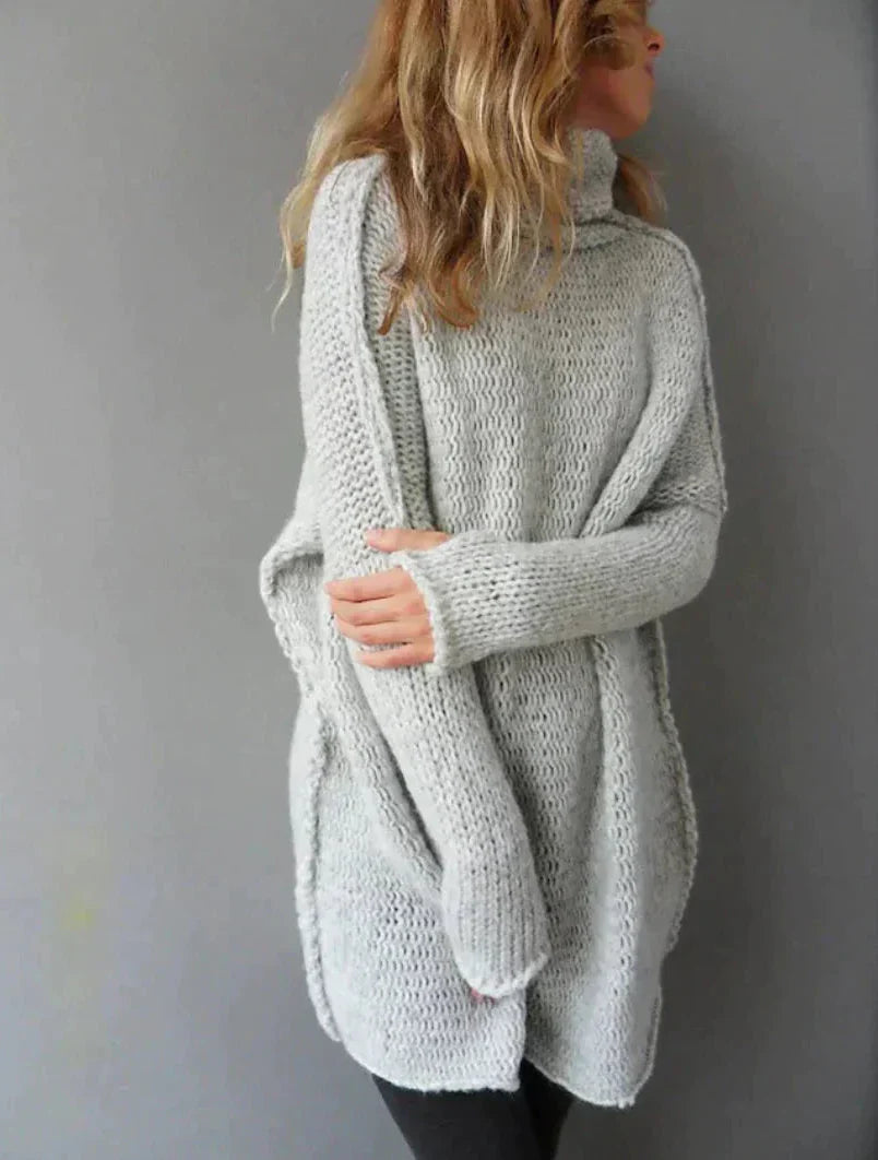 Women's High Neck Tunic Sweater – Long Sleeve Waffle Knit Lounge