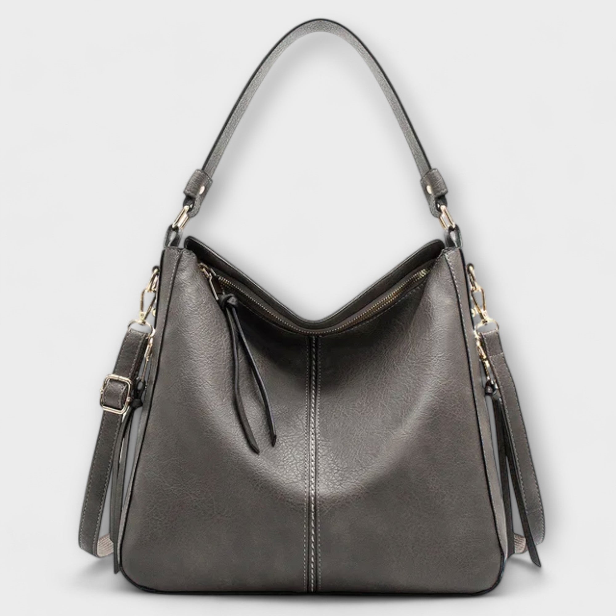 Women's Hobo Shoulder Bag – Adjustable Strap Multi-Pocket Zip Top Handle