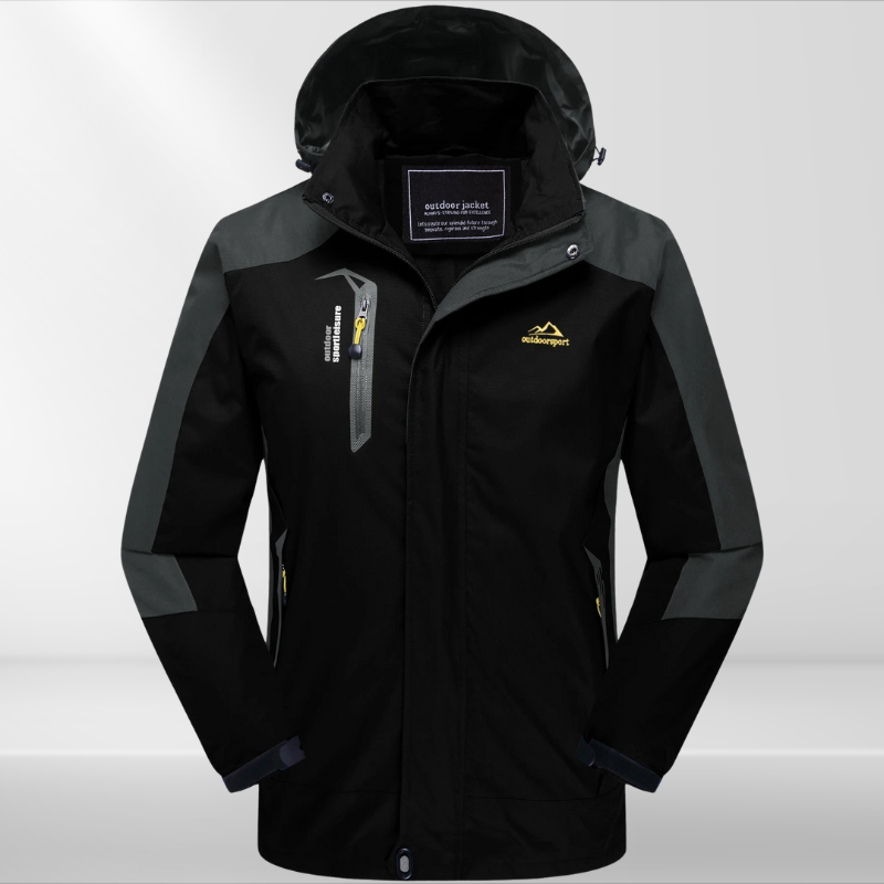 Women's Hooded Windbreaker Rain Jacket – Zip Front Contrast Panel Zip Pockets