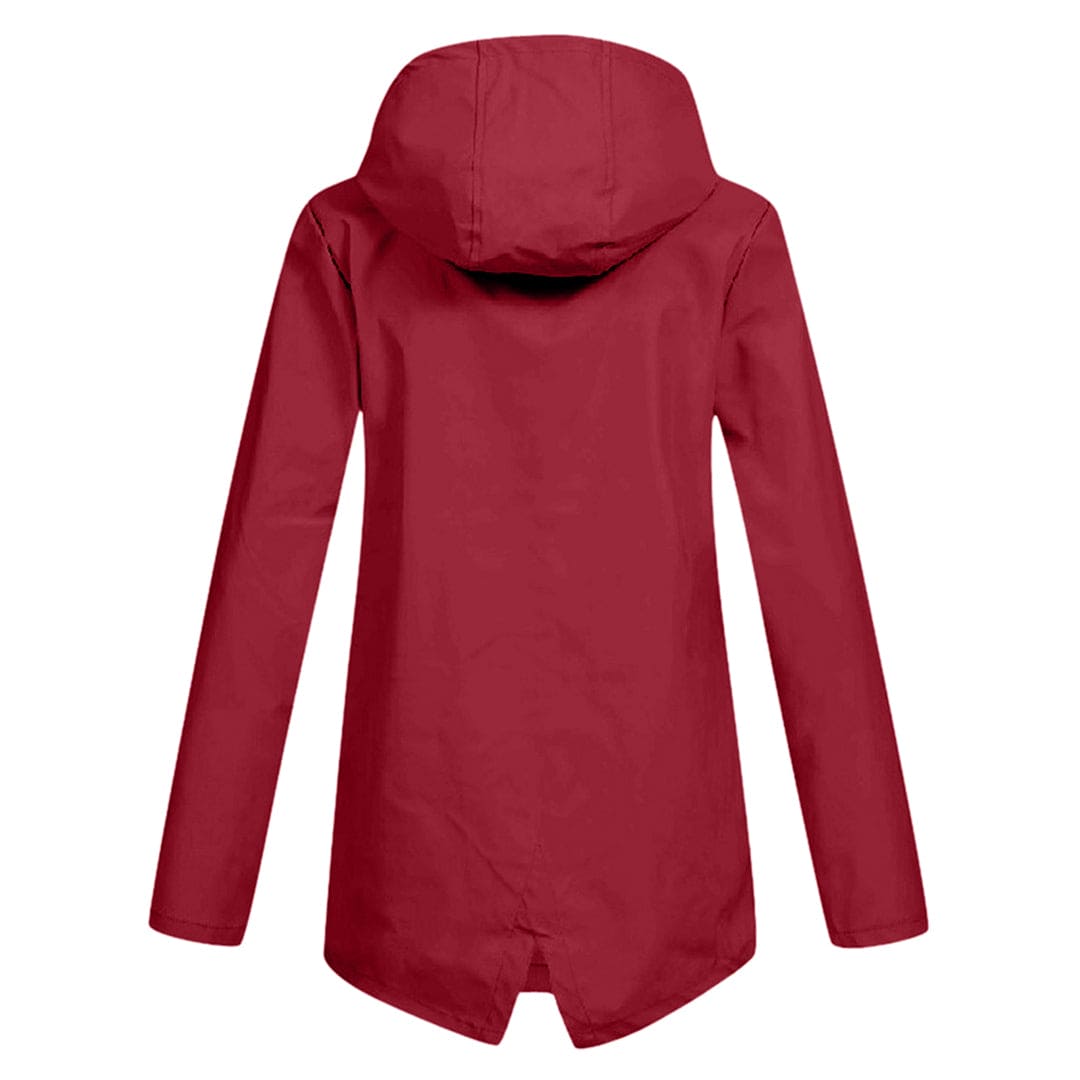 Women's Hooded Windbreaker Rain Jacket – Zip Front Drawstring Flap Pockets
