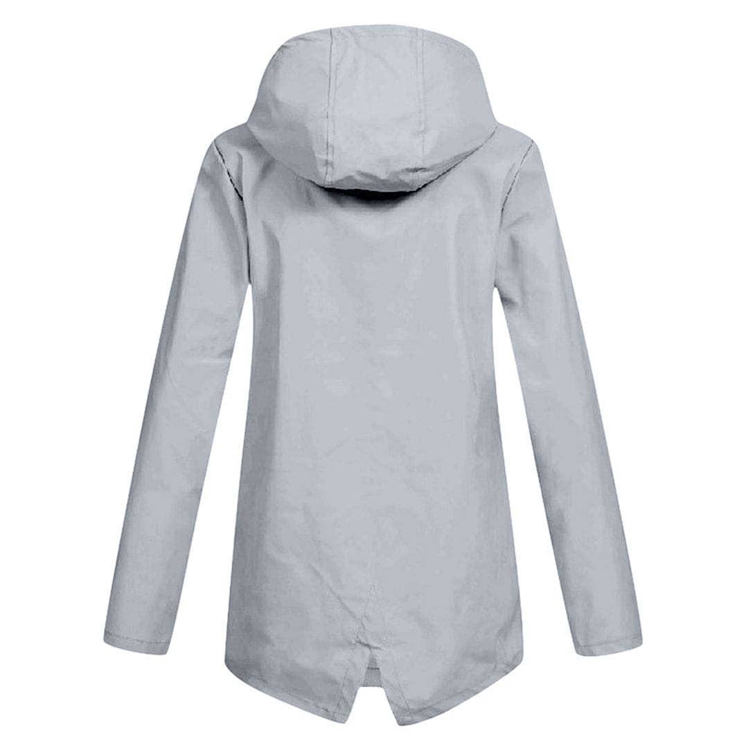 Women's Hooded Windbreaker Rain Jacket – Zip Front Drawstring Flap Pockets