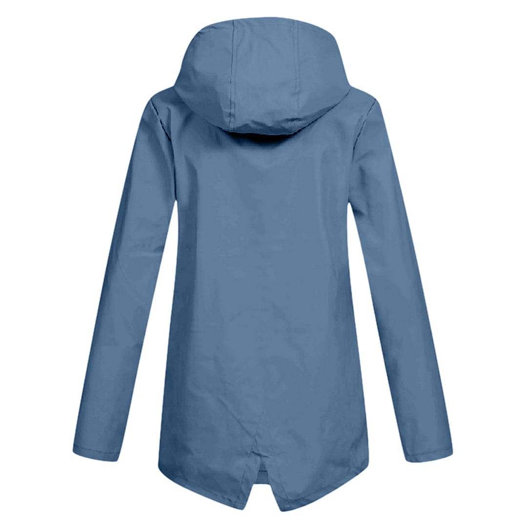 Women's Hooded Windbreaker Rain Jacket – Zip Front Drawstring Flap Pockets