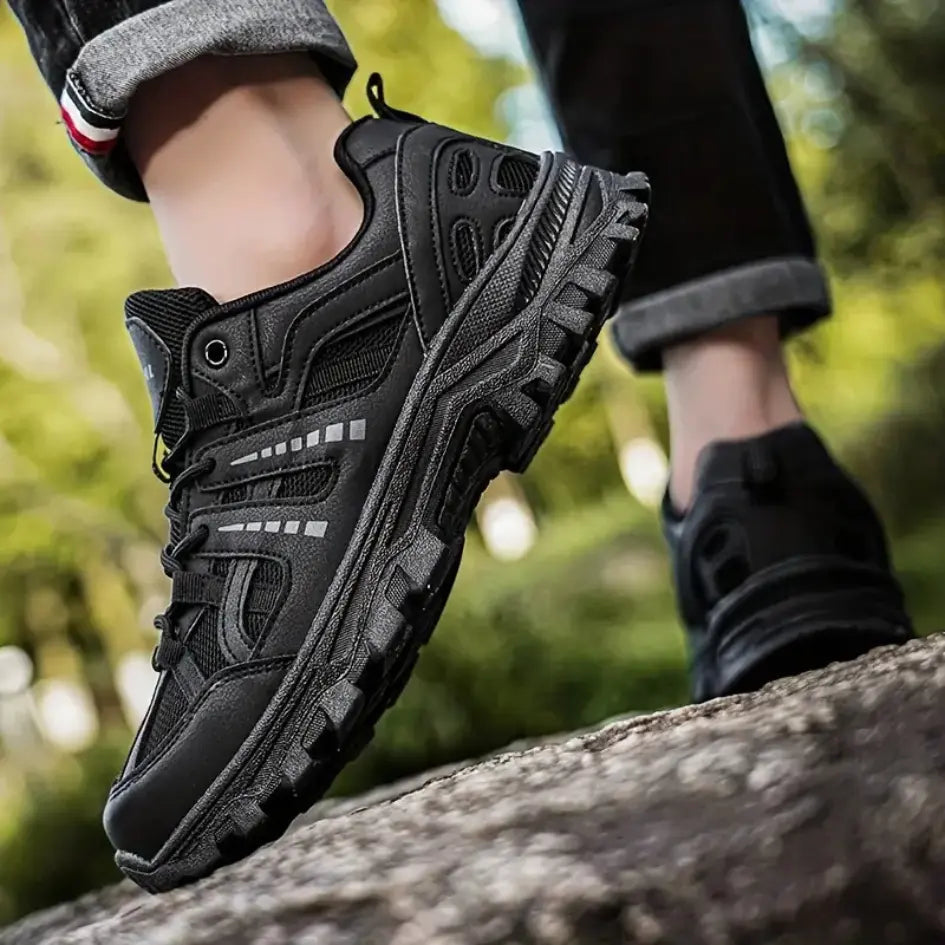 Women's Lace Up Hiking Trail Shoes – Mesh Upper Chunky Lug Sole Outdoor Sneakers