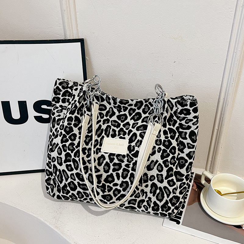 Women's Leopard Print Shoulder Bag – Dual Top Handle Large Work Travel