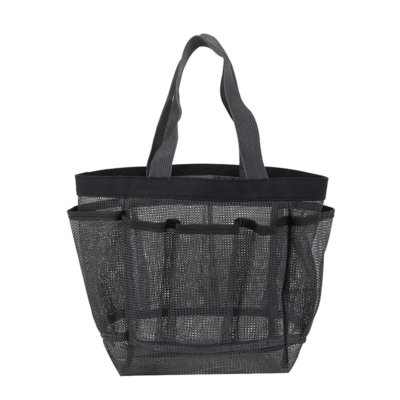 Women's Mesh Tote Bag – Multi Pocket Open Top Foldable Beach Organiser