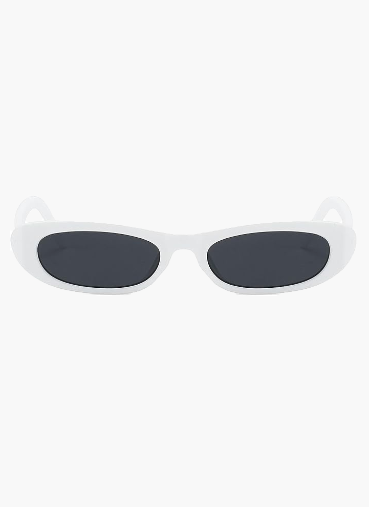 Women's Narrow Oval Frame Sunglasses – Thick Full Rim Tinted Casual