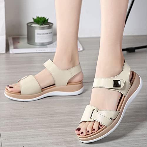 Women's Open Toe Adjustable Strap Flat Sandals – Hook Loop Platform Summer