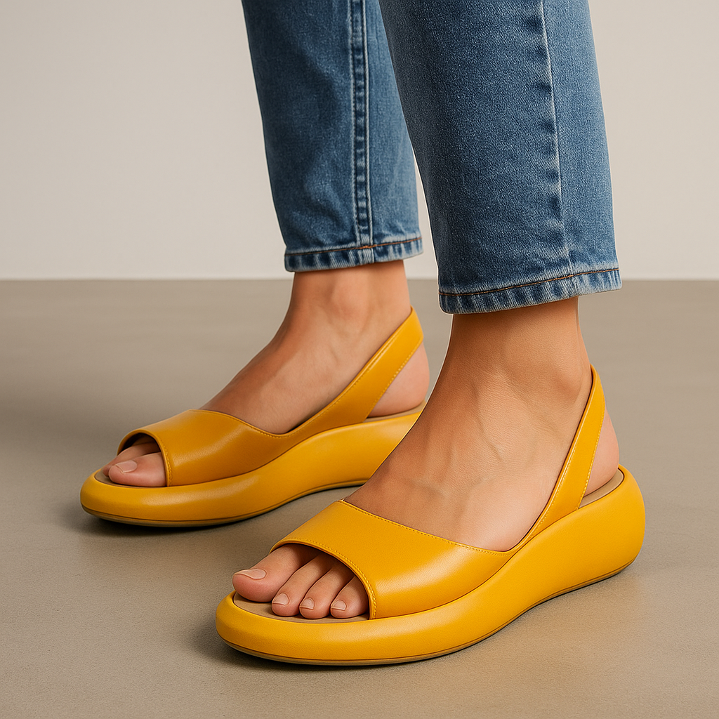 Women's Open Toe Slingback Flat Sandals – Peep Toe Low Wedge Casual Summer