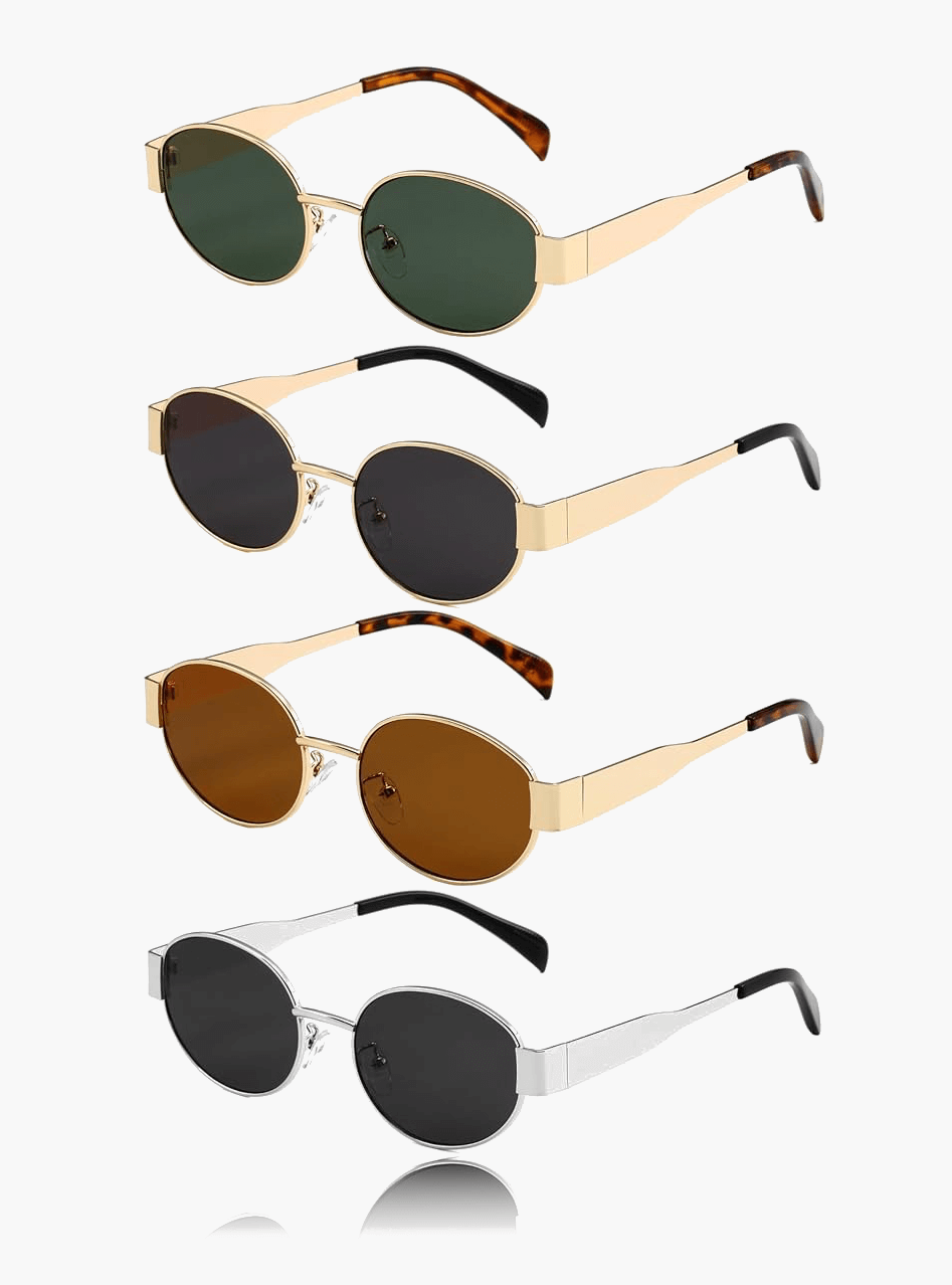 Women's Oval Frame Tinted Lens Sunglasses – Flat Brow Bar Casual Everyday