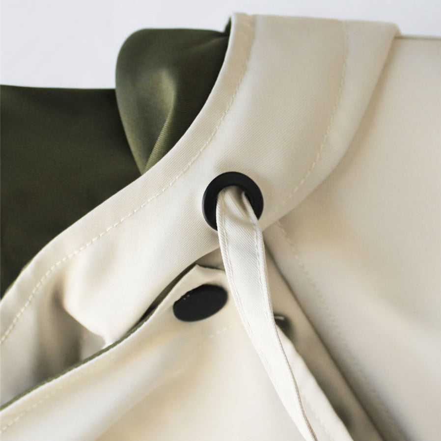 Women's Oversized Hooded Windbreaker Jacket – Two Tone Zip Drawstring Cuff