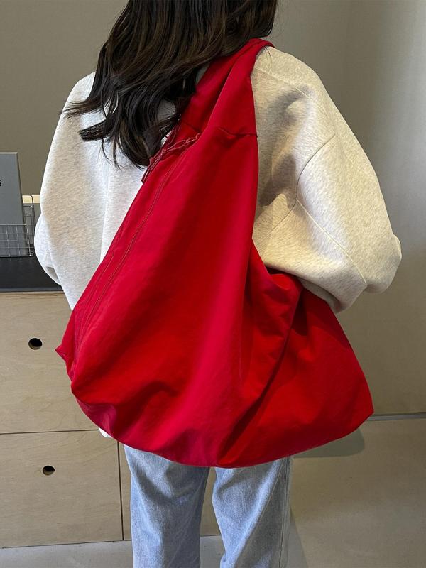 Women's Oversized Slouchy Shoulder Bag – Wide Strap Crinkle School Travel