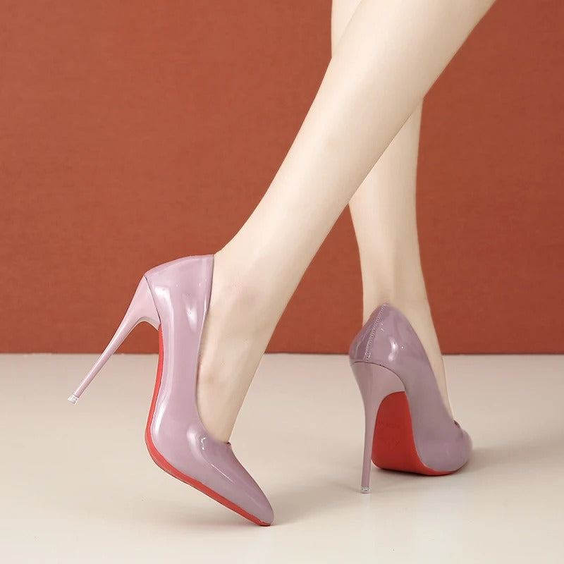 Women's Patent Pointed Toe Stiletto Pumps – Slip On High Heel Evening Party