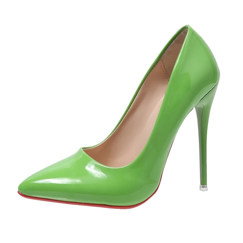 Women's Patent Pointed Toe Stiletto Pumps – Slip On High Heel Evening Party
