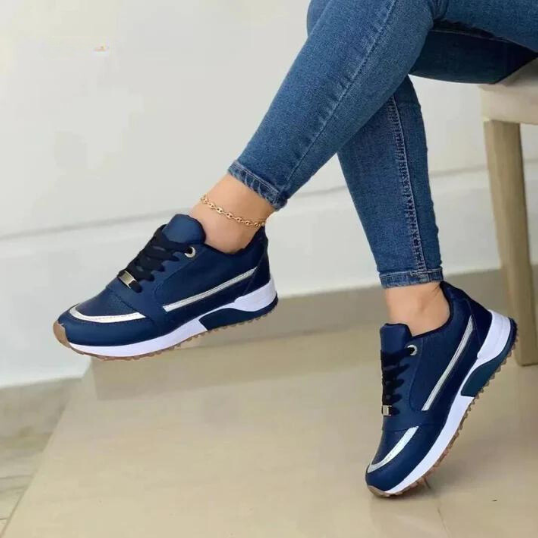 Women's Platform Sneakers – Perforated Lace Up Wedge Sole Casual Everyday